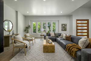 Living room featuring recessed lighting and wood finished floors