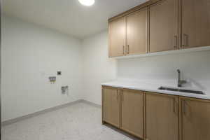 Laundry room with cabinet space, electric dryer hookup, and washer hookup