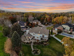 Aerial perspective of suburban area