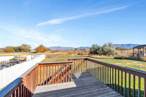 Wooden deck with a mountain view