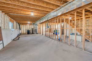 Basement with heating unit and gas water heater