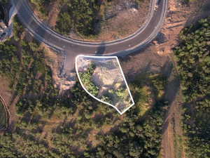Aerial overview of property's location featuring property boundaries highlighted - approximate lot lines shown
