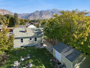 View from above of property with mountains