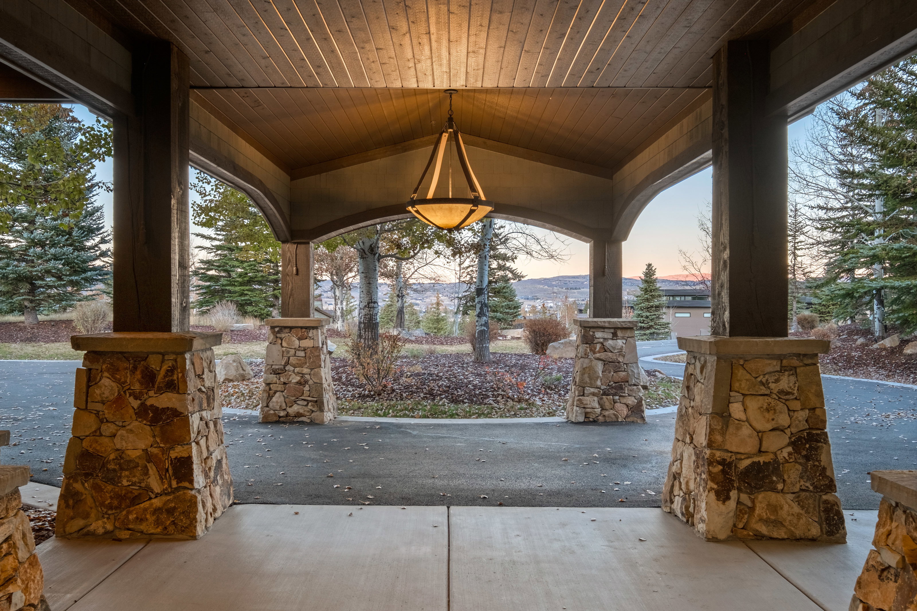 Patio terrace at dusk with a patio area