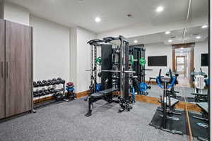 Workout area with recessed lighting