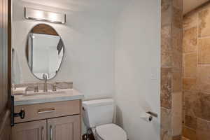 Bathroom featuring vanity and toilet