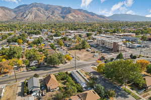 Drone / aerial view of a mountainous background