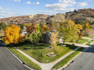 Aerial view of a mountainous background