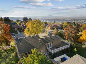 Aerial view of a mountain backdrop
