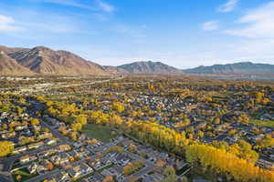 View of mountain backdrop with nearby suburban area