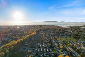 View of property location with nearby suburban area and a water and mountain view