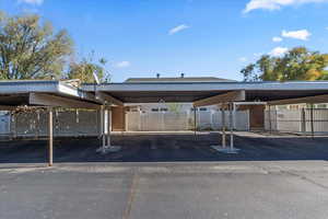 View of covered parking lot