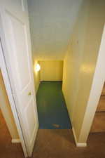 Corridor featuring carpet floors