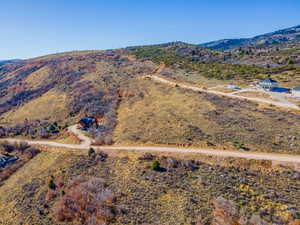 Bird's eye view of a mountain backdrop