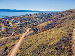 Aerial view of a mountainous background