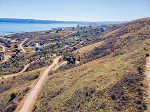 Drone / aerial view of a mountainous background