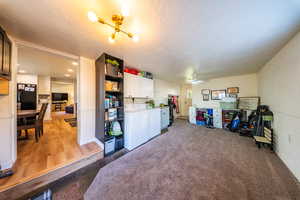 Interior space with independent washer and dryer and baseboards
