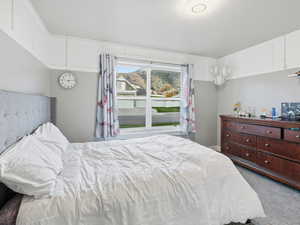 Bedroom featuring carpet