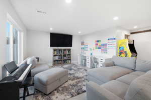 Living area with recessed lighting