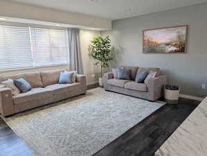 Living room featuring recessed lighting and wood finished floors