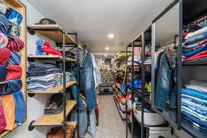 Walk in closet with light carpet