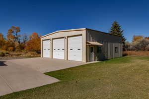 View of detached garage