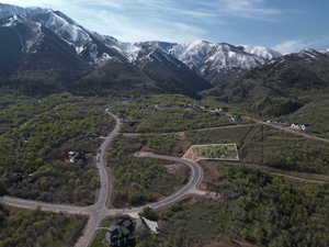 Mountain view featuring a forest - approximate lot lines shown