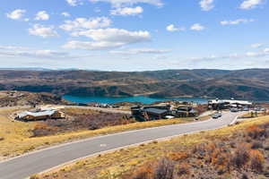 Mountain view featuring a large body of water