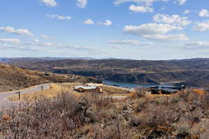 Mountain view with a nearby body of water