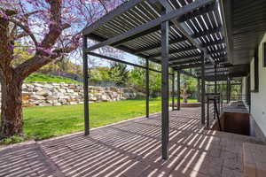 View of patio with a pergola