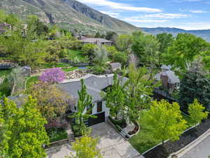 Aerial view of a mountain backdrop