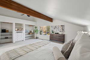 Bedroom featuring carpet floors and a ceiling fan