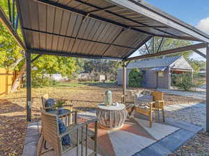 View of patio / terrace with an outdoor structure