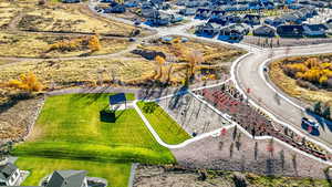 Aerial perspective of suburban area
