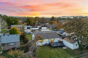 Aerial view at dusk of a residential view