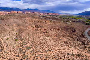 View of mountain background with a desert landscape and rural landscape