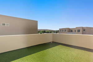 Balcony with a mountain view