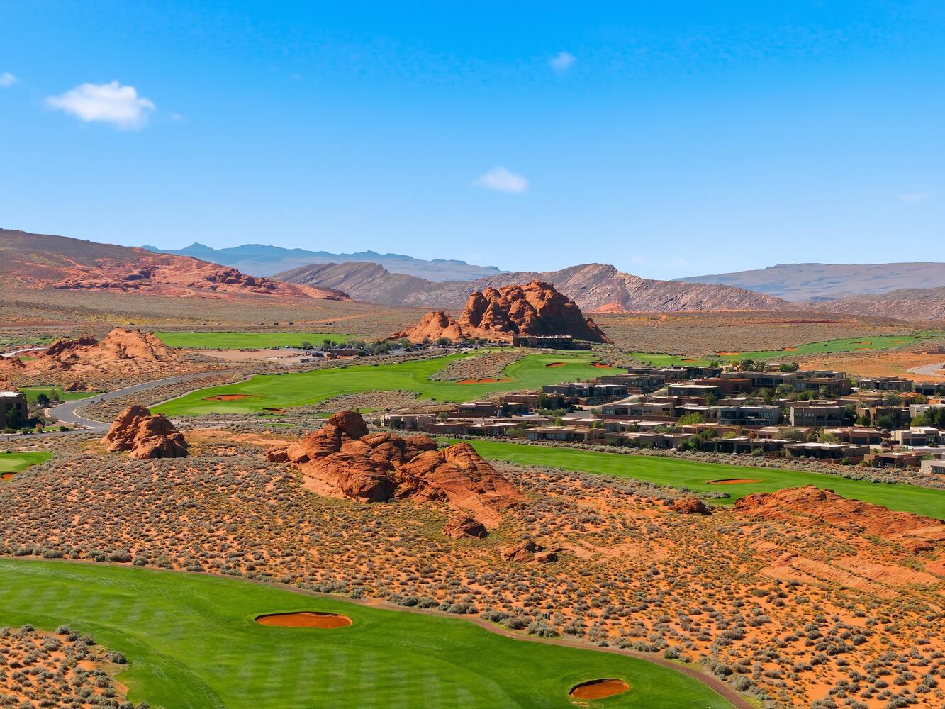 Mountain view featuring a golf course