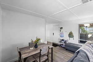 Living room with wood finished floors