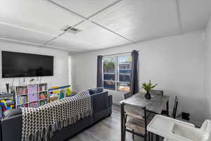 Living room with wood finished floors