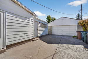 View of detached garage