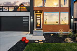 Entrance to property featuring a large window