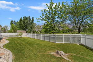 View of fenced backyard