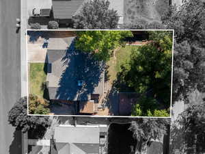 Aerial view of property's location with property boundaries highlighted