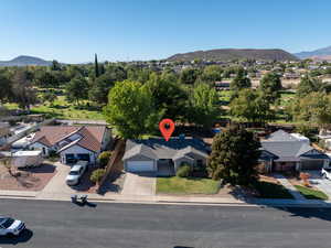 Bird's eye view of a mountain backdrop