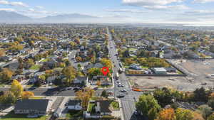 Aerial perspective of suburban area