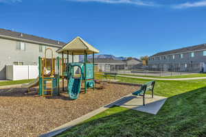 Communal playground with a residential view