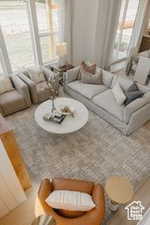 Living room with wood finished floors