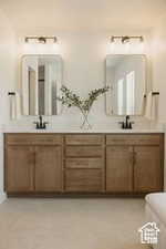 Full bath featuring double vanity