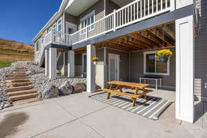 View of patio featuring outdoor dining area